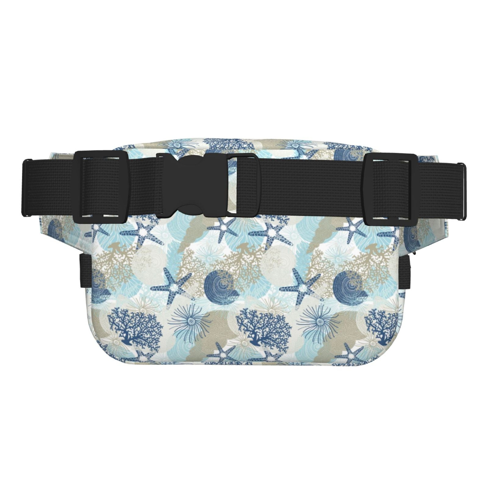 Picia Algae Corals and Seashells Print Square Double-Layer Waist Bag Mini Adjustable Waist Belt Bag Exercise Running Travel Hiking