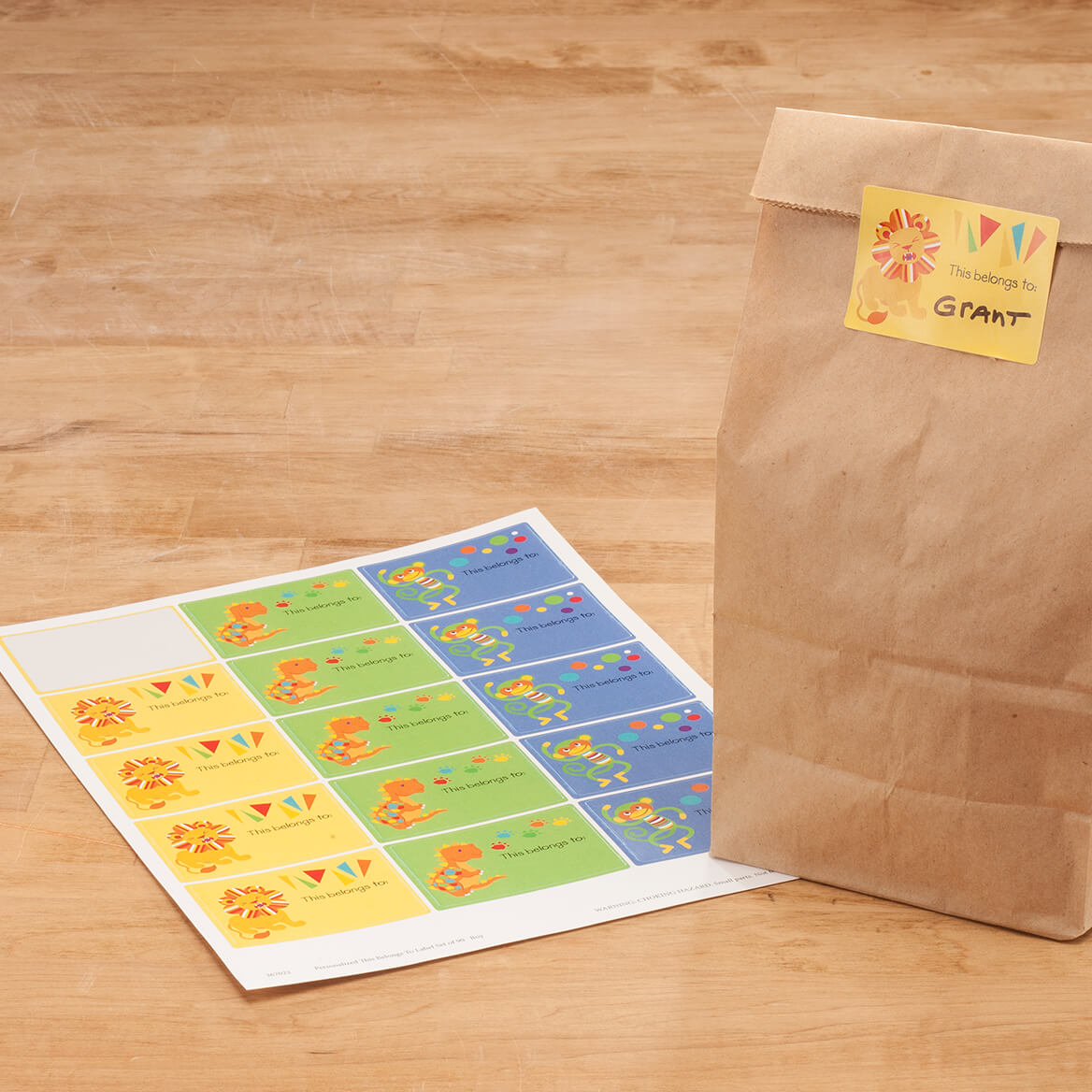 This Belongs To Labels Set of 90 - Lion, Dinosaur and Monkey