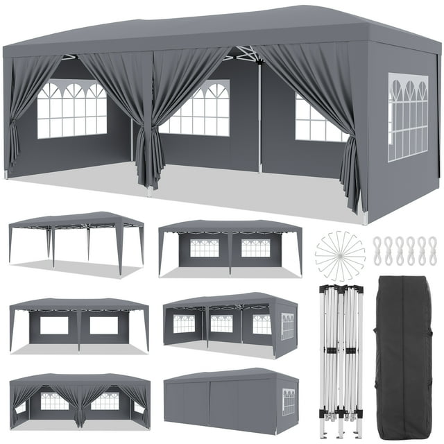 Yeshouse Carpa plegable de 3 x 6 m con ventanas de polietileno, bolsa con ruedas, paredes laterales extraíbles, refugio impermeable para fiestas, jardines, eventos y bodas