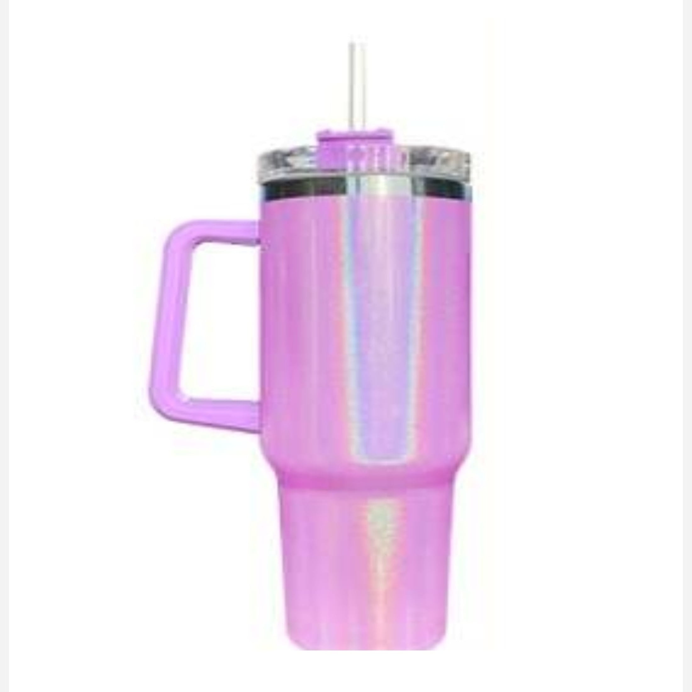 Tumbler with Straw Small Pink with Black I LOVE YOU ( 16 oz.) - DeafGifts,  LLC