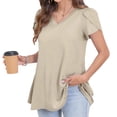 thumbnail image 5 of Womens Summer Blouses V Neck Loose Dressy Shirts Petal Short Sleeve Plus Size Tunic Tops, 5 of 7