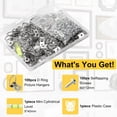 thumbnail image 3 of HUGFEGWE 100Pcs D Rings Picture Hanging, D Hooks for Picture Hangers, Small D Ring Hangers Hardware with Mini Cylindrical Level, Frame Hangers for Sign Canvas Galleries Exhibiting Artist CJB91-24308, 3 of 7