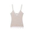 thumbnail image 6 of Women Camisoles Lace V Neck Tank Top Spaghetti Strap Slim Fitted -Tops Going Out Y2K Shirts Light Khaki S, 6 of 10