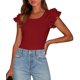 thumbnail image 1 of Blusa PRETTYGARDEN con Mangas de Volantes Rojo Óxido XL, 1 of 8