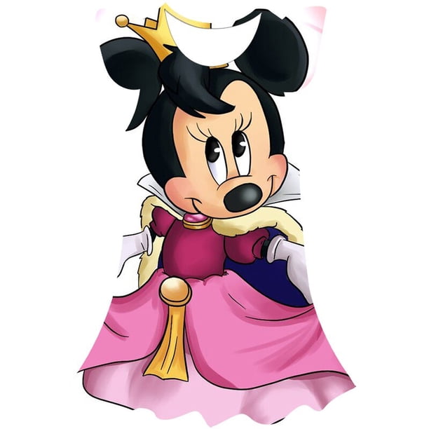 Verano Disney Mickey vestido nueva ropa para niños princesa vestido estampado cuello redondo tendencia Casual suelto Mickey Mouse Dress4T Gao Jinjia LED