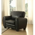 thumbnail image 3 of Black Faux Leather Living Room Chair - Retro Modern Design, 39" Wide, Solid Wood Frame, Ideal for Living Spaces - Black, 3 of 9