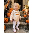 thumbnail image 4 of Cenuakty Baby Girl Thanksgiving Bubble Romper with Bows Plaid Embroidered Long Sleeve Doll Collar Bodysuit Infant Fall Clothes, 4 of 9