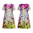 thumbnail image 5 of Defioc Colorful Tie Dye Stained Glass 3 Pattern Womens Summer Dresses Short Sleeve Sundress 2025 Beach Vacation Dresses with Pockets -Small, 5 of 6