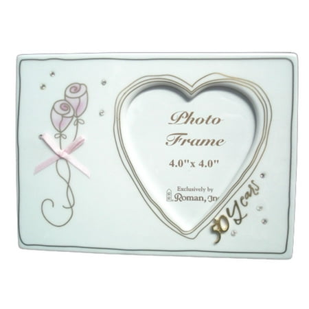 50th Wedding  Anniversary  Heart Picture Frame 4 x 4 