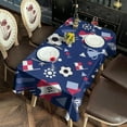 thumbnail image 5 of Blue Soccer Elements Pattern Rectangle Tablecloth 60"x120",Waterproof Polyester Rectangle Table Cloth, Wipeable Spillproof Polyester Tablecloth for Dining, Camping, Indoor and Outdoor, 5 of 6