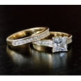 thumbnail image 3 of Metal Masters Womens Goldtone Solid Sterling Silver Princess Cut Bridal Set Engagement Wedding Ring Bands Cubic Zirconia 5, 3 of 5