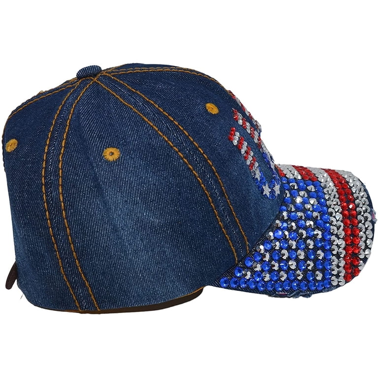 American Flag Hat for Women and Girls Bedazzled Bling  display picture 3