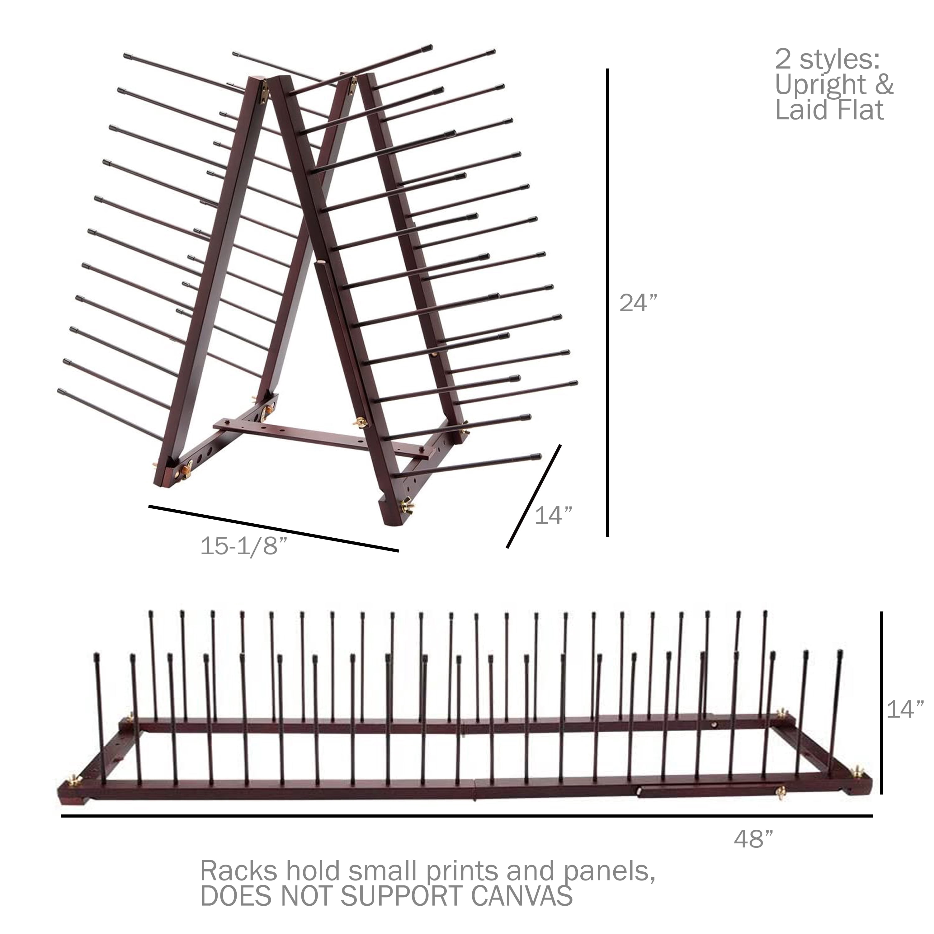 Rue Easel Creative Mark Rue Art Drying Rack, Perfect For Artist Canvas Panels, Paper, Prints, Ladder Style Storage Rack Mahogany Finish