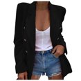 thumbnail image 1 of Ladies Work Suit Button Down Pockets Jacket Single Breasted Outwear Solid Color Blazer V Neck Cardigan Comfy Loose Blouse, 1 of 4