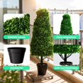 thumbnail image 5 of 2 Pieces Artificial Boxwood Faux Plants Outdoor, 33.1" Fake Evergreen Shrubs, Faux Boxwood Topiary for Outside Planter Decor, 5 of 8
