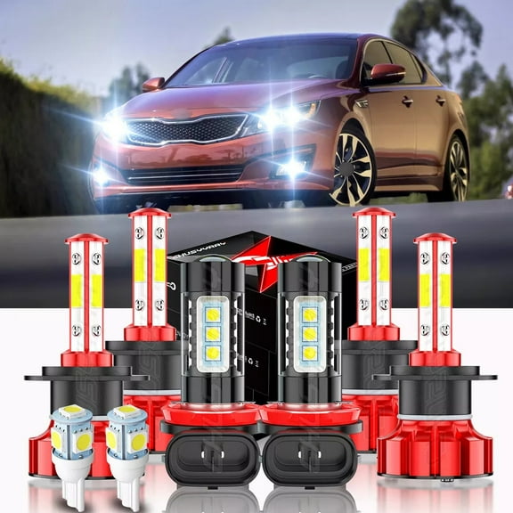For KIA OPTIMA 2014 2015 - 6Pcs LED Headlight High Low Beam Fog Light Bulbs Kit 6000K Pure White