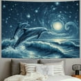 thumbnail image 2 of BCIIG Dolphin Ocean Night Sky Tapestry Wall Hanging Home Decor 60x50inch, 2 of 6
