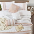 thumbnail image 3 of Grand Avenue Striped 7 Piece Pink White Comforter Set, King Size Microfiber Bedding, All Season Bedding Set, Bed Skirt, Pillows & Shams, 3 of 7