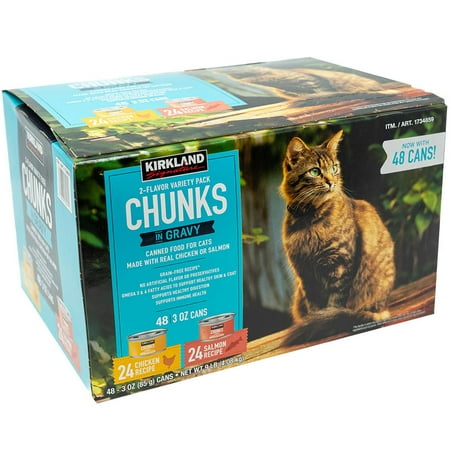 Kirkland Signature Canned Cat Food Chunks in Gravy Variety Pack 3 Oz (48 Ct)