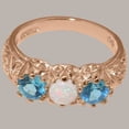 thumbnail image 4 of LBG British Made 10k Rose Gold Natural Opal & Blue Topaz Womens Statement Ring - 33 size options - Size 9.25, 4 of 7