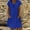 Blue, variant on Lolmot Women's Hawaiian Dresses Cotton Linen Dress Casual Short Sleeve Round Neck Large Swing Dress Loose Solid Color A-Line Dress with Pockets