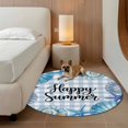 thumbnail image 3 of Happy Summer Round Living Room Rugs 6 ft, Blue Starfish Shell Seashell Oceans Life Plaid Washable Area Rug with Non-Slip Sturdy Edge Binding Round Carpet for Kitchen Office Bedroom, 3 of 9