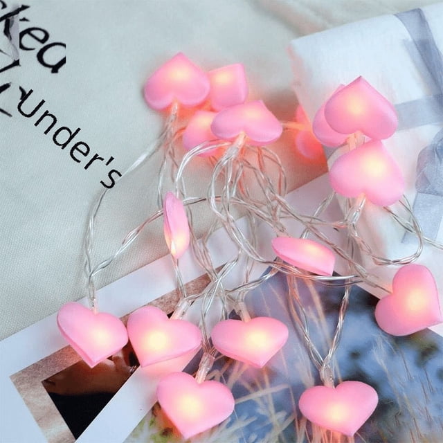 Lámpara de cadena de amor LED con forma de corazón de flor de durazno, lámpara de cadena con forma de corazón femenino, lámpara decorativa, lámpara de cortina, lámpara de ambiente para celebración de