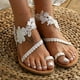 thumbnail image 2 of Blanco, Talla 39, Sandalias Planas de Verano para Mujer Bohemia Punta Abierta en Chanclas de Flores de Encaje Sexy Tacón Bajo Zapatillas Ligeras Zapatos Mules Chanclas con Hebilla en el Dedo Elegante Vacaciones en la Playa Rojo Verde, 2 of 4