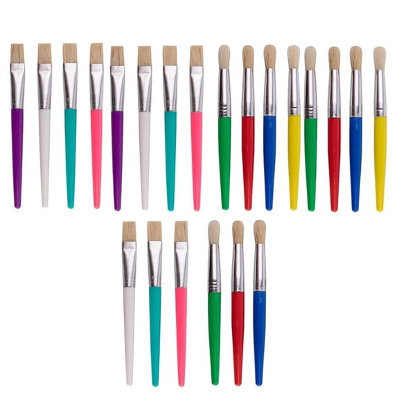 Paint Brushes for Kids, 22 Pcs Round and Flat Brush Set, Easy Hold Clean Toddler Brushes,