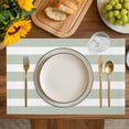 thumbnail image 4 of Sage Green Stripe Placemats Set of 6, Modern Simple Geometric White Striped Placemats for Dining Table, Place Mats for Kitchen Tabletop, Waterproof Wipeable Dining Table Mats Set, 4 of 9