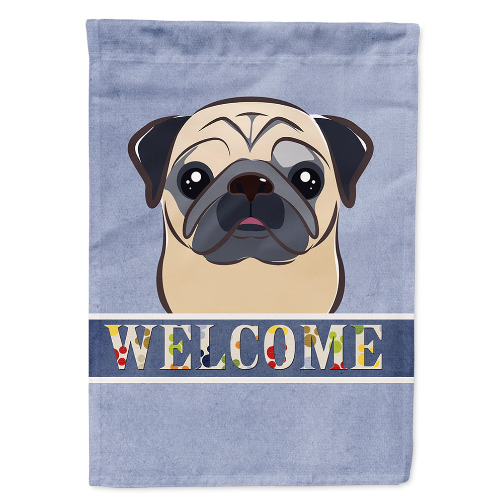 Pug Wood Welcome Outdoor Sign Fawn 
