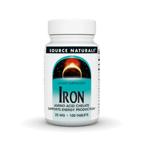 Source Naturals Iron, Amino Acid Chelate Supports Enegry Production* 25 mg - 100 Tab;ets