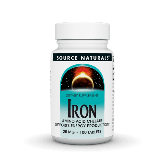 Source Naturals Iron, Amino Acid Chelate Supports Enegry Production* 25 mg - 100 Tab;ets