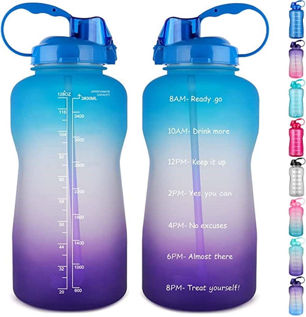 2.2L Water Bottle Motivational With Timer Maker BPA Free Fitness Workout Gym 