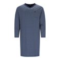 thumbnail image 1 of hajo Camisón para hombre, largo - Algodón premium, estampado integral, cuello en V Azul L (Large), 1 of 4