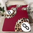 thumbnail image 2 of Manfei Leopard Print Billiards Twin Sheet Sets,Ball Gamer Twin Fitted Sheet,Red Brown Black Flat Sheet For Teens,Microfiber Bedroom Decor,3pcs, 2 of 7