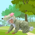 thumbnail image 2 of DHFJKG Toddlers Kids Animal Onesie Plush Hooded Long Sleeve Zipper Jumpsuit For Boys Girls Performance Stage Play Party Outfit Cute One-Pieces, 2 of 3