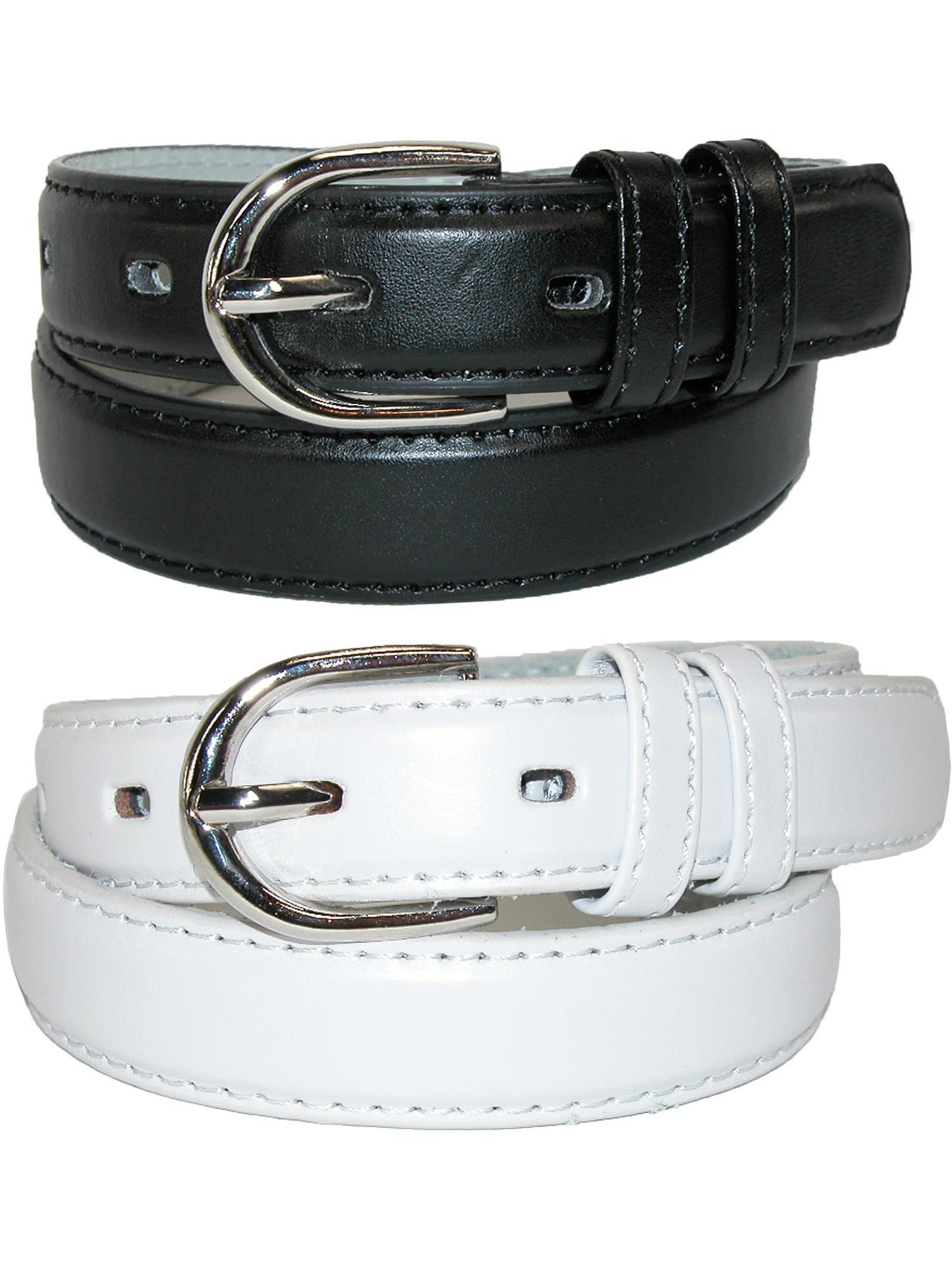 CTM/® Kids Basic Leather Dress Belt Pack of 2 Colors Black and Brown Small