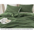 thumbnail image 6 of DNG Luxury 1 Piece Pom Pom Plain Pattern Comforter Set, 800 Thread Count, 100% Egyptian Cotton, White Vintage Pom-Pom Fringe Super Soft (Super King Size Moss Color), 6 of 9