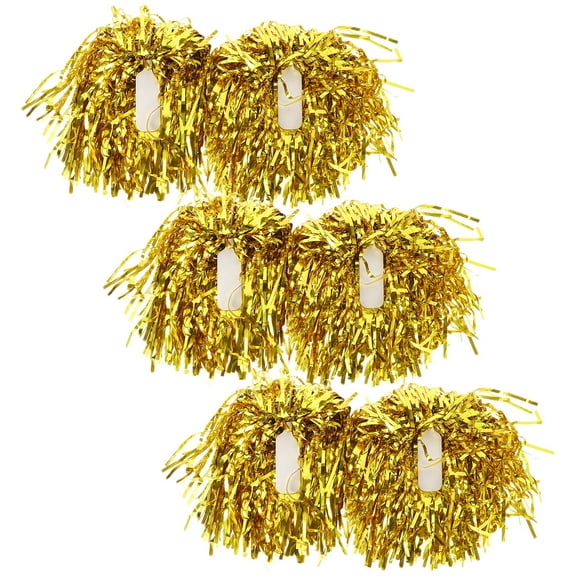 COOPHYA 12Pcs Cheerleading Pom Golden Metal Flat Handle for Cheerleaders Sports Meeting 33x1.3in