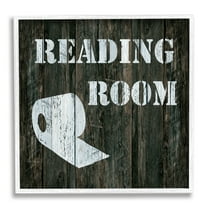 Reading Room Phrase Rustic Bathroom Toilet Paper Typography Framed Art Print Wall Art, 17x17