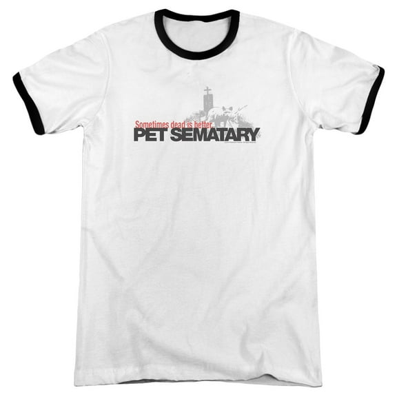 Pet Sematary Logo Adult Ringer T-Shirt White Black