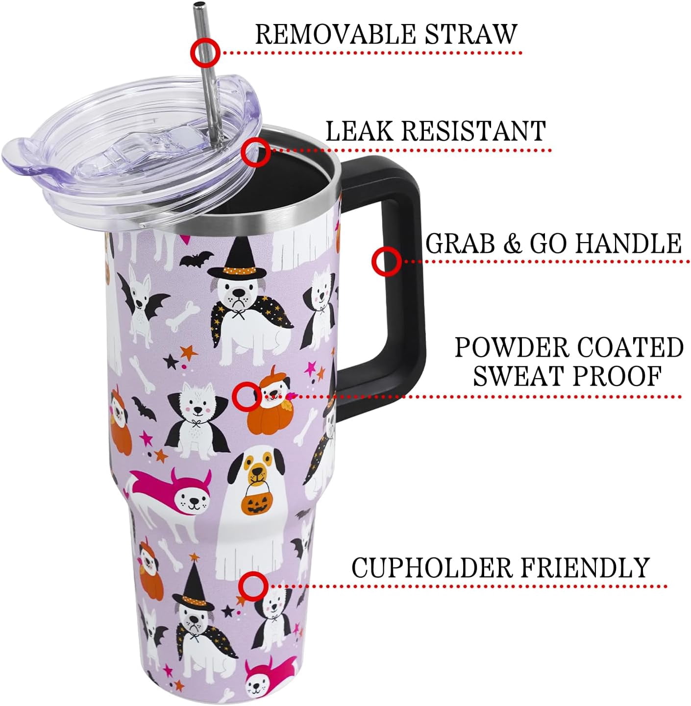 Christmas Gifts 40 oz Tumbler with Handle and Straw Lid,Cute Gifts for Women Santa Claus Sleigh Xmas Tree Vacuum Insulated Leak Proof Tumbler,Winter Holiday Accessories Stainless Steel Coffee Cup Mug