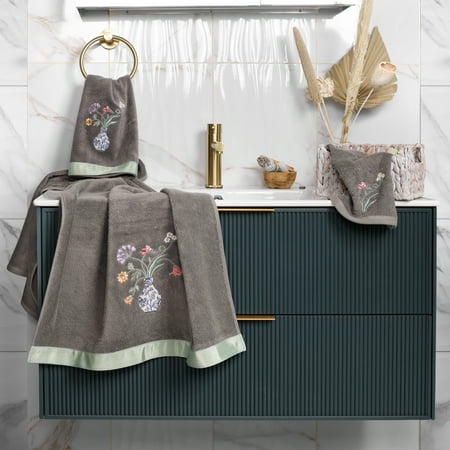 

CFYCFY 100% Turkish Cotton Stella 3PC Embellished Towel Set Gray