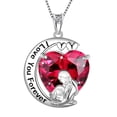 thumbnail image 1 of Juwaliy Collar de Luna Corazón Madre Hija Plata Esterlina 925 Rubí Rojo Piedra de Nacimiento de Julio Dije Joyería Mujeres Cumpleaños Navidad Mother's Day Regalo para Mamá, 1 of 7