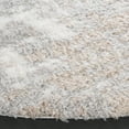 thumbnail image 3 of SAFAVIEH Lindsay Alexis Distressed Polyester Shag Area Rug, Grey/Ivory Beige, 6'7" x 6'7" Round, 3 of 9