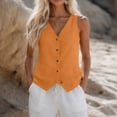 thumbnail image 5 of Womens Tank Tops Plus Size Fashion Button Spring And Summer Cotton and Linen Casual Solid Color Imitation V-neck top, 5 of 7