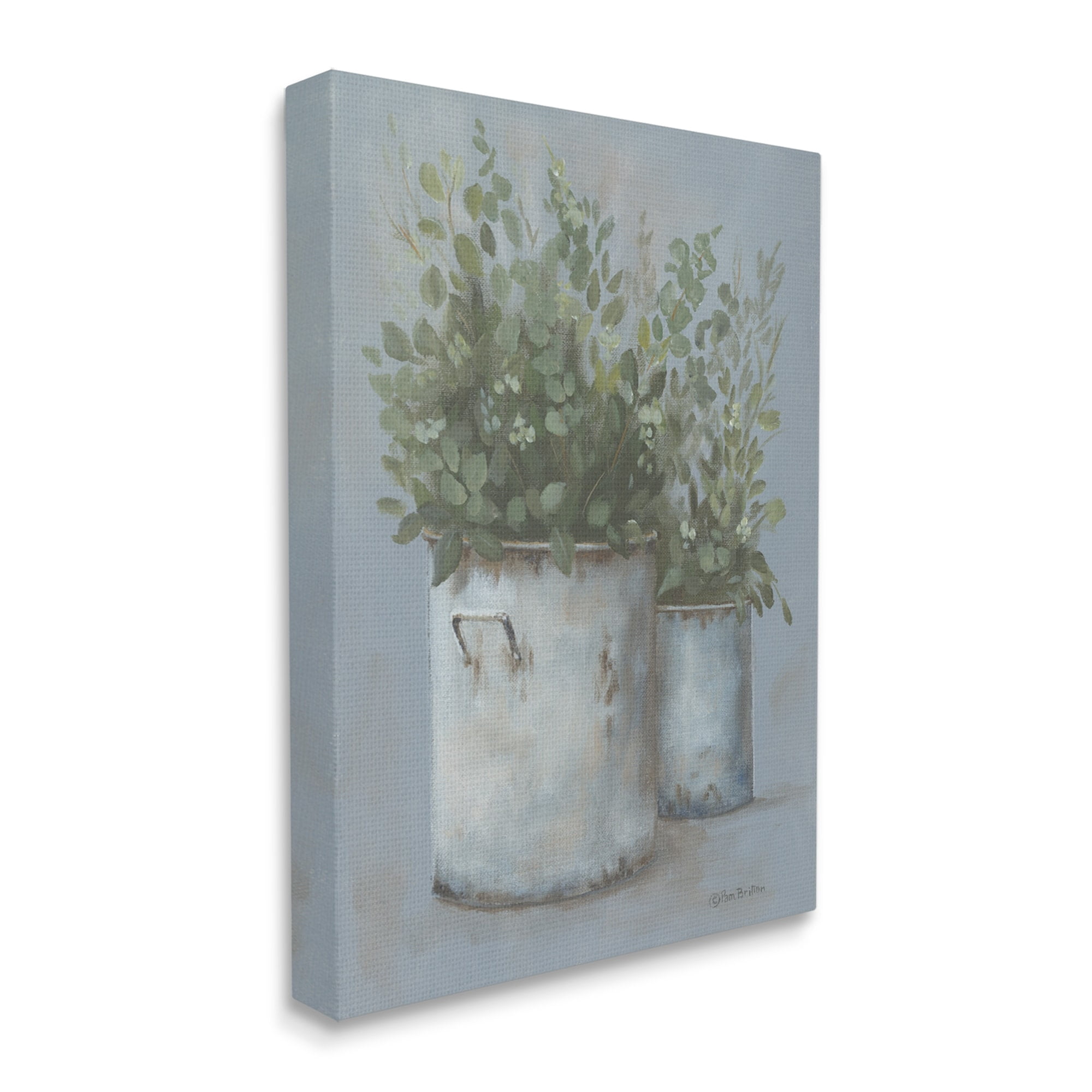 Stupell Rustic Country Potted Plants Botanical & Floral Painting Gallery Wrapped Canvas Print Wall Art