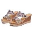thumbnail image 2 of xiaxaixu Wedge Slippers for Women, Comfortable Fish Mouth High Heel Rhinestone Wedges Platform Shoes, 2 of 6