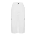 thumbnail image 4 of Womens Capri Pants Lightweight Loose Straight Multi‑Pocket Cropped Hiking Pants White, 4 of 6